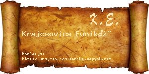 Krajcsovics Euniké névjegykártya